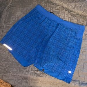Lulu Lemon Blue Plaid XXL shorts